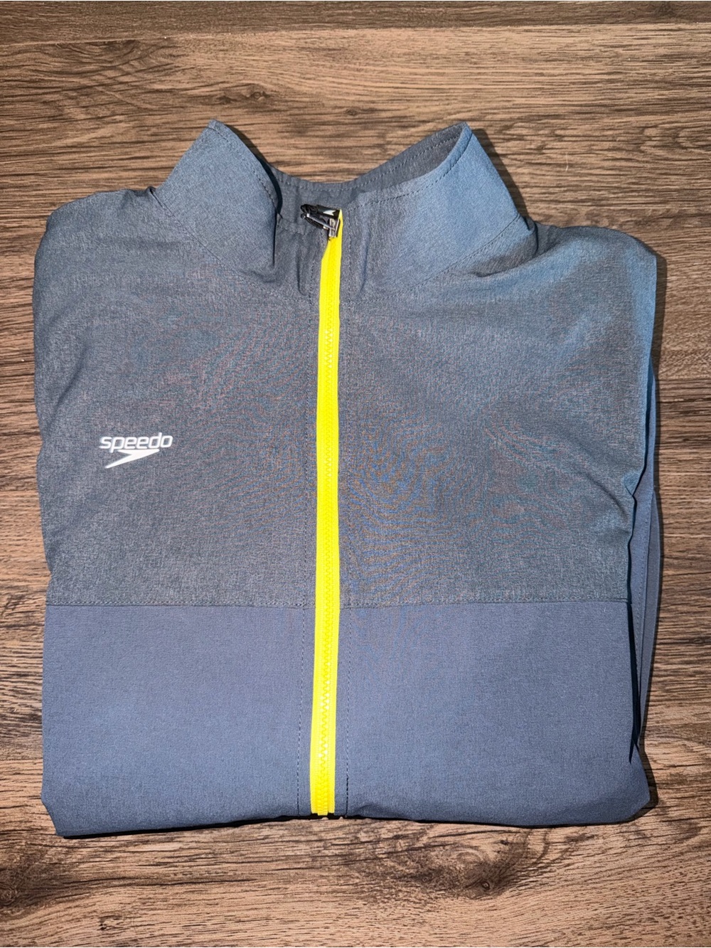 Speedo Boys Navy & Heather Gray Zip-Front Jacket with Yellow Trim